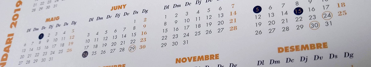 Calendari Laboral 2019 oficial per municipis